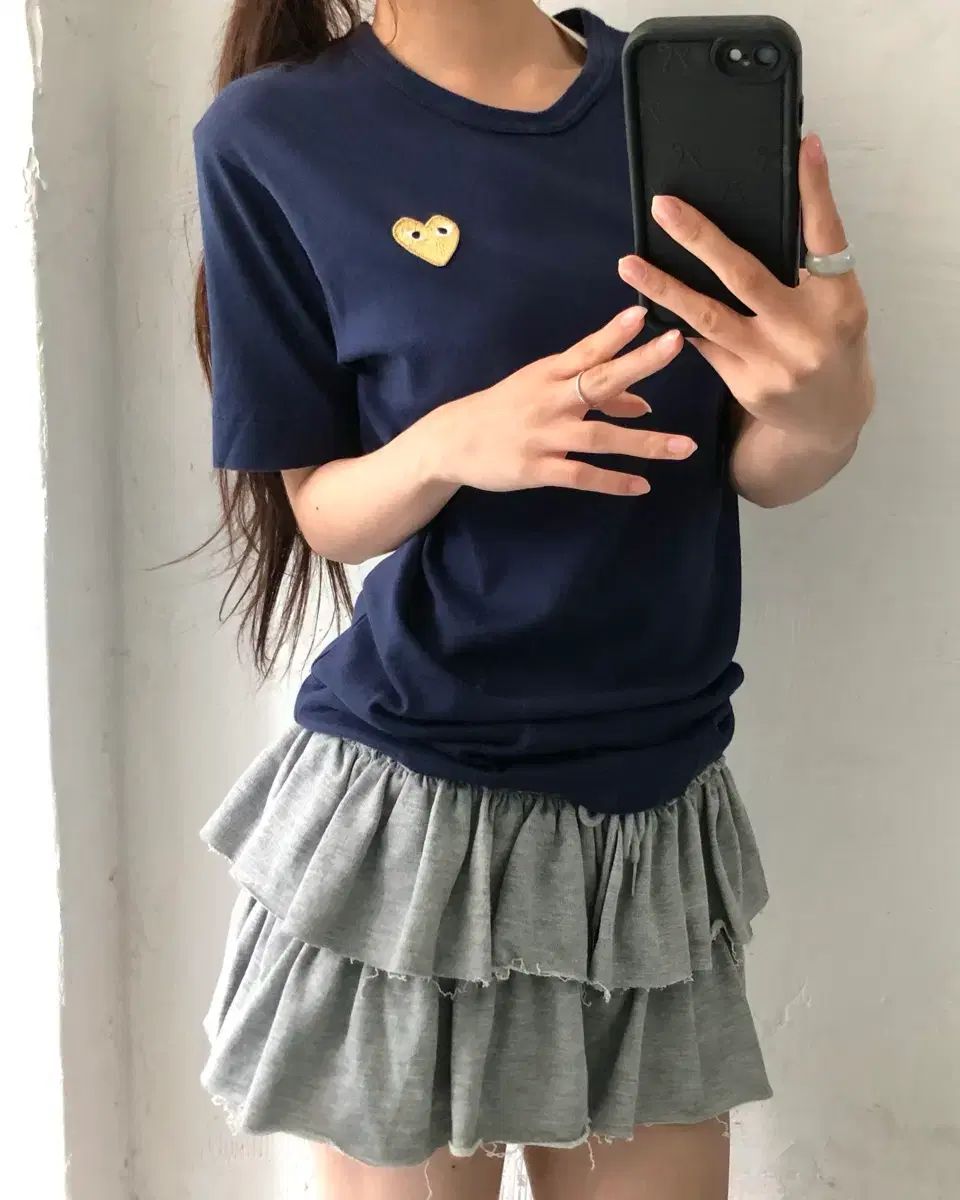 COMME des GARCONS 꼼데가르송 ネイビー COLOR 옐로 ワッペン Tシャツ