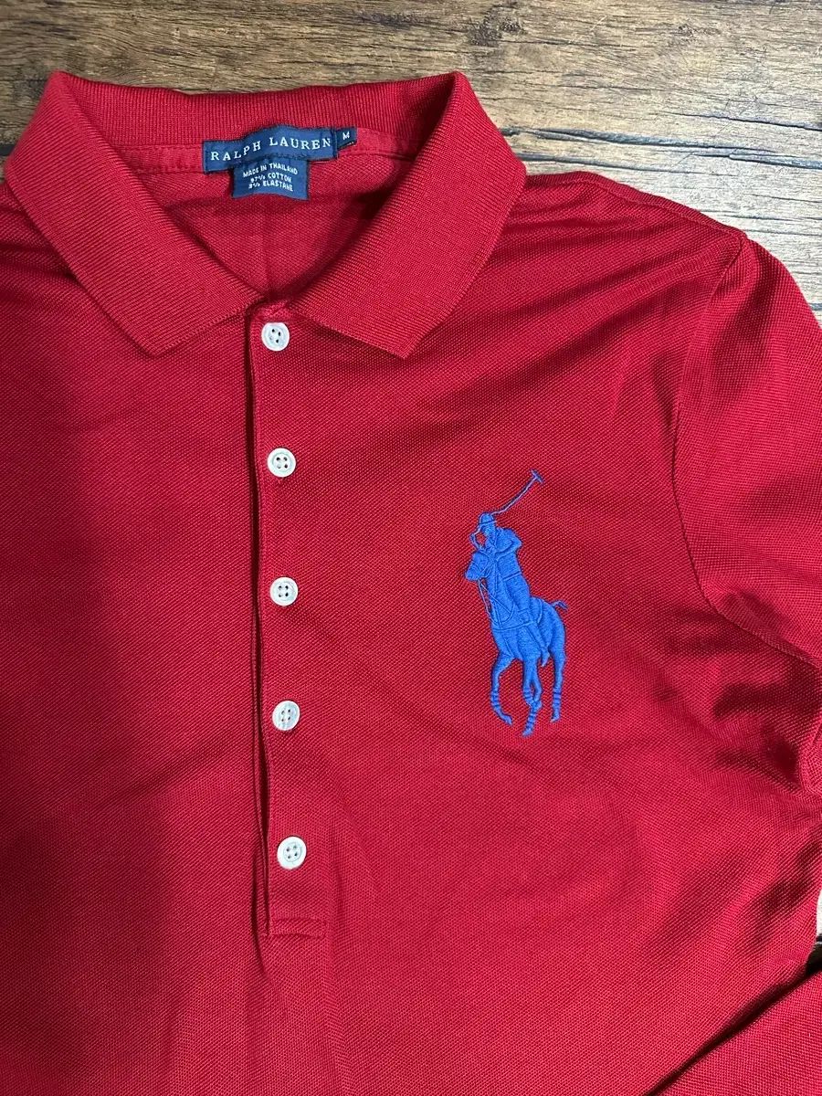 POLO RALPH LAUREN (Ralph Lauren) ビックポニー 長袖 カラーTシャツ レッド M