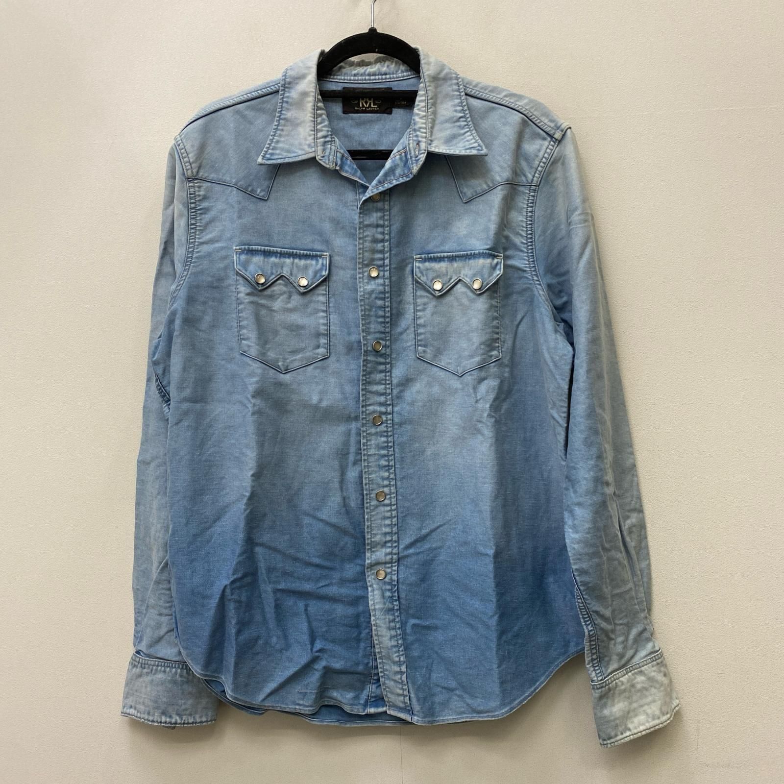 【加古川店】 中古 RRL(RALPH LAUREN) | ダブルアールエルラルフローレン 長袖シャツ ウエスタンデニムシャツ　ソートゥース/コンチョボタン ライトブルー サイズ：M 【101】