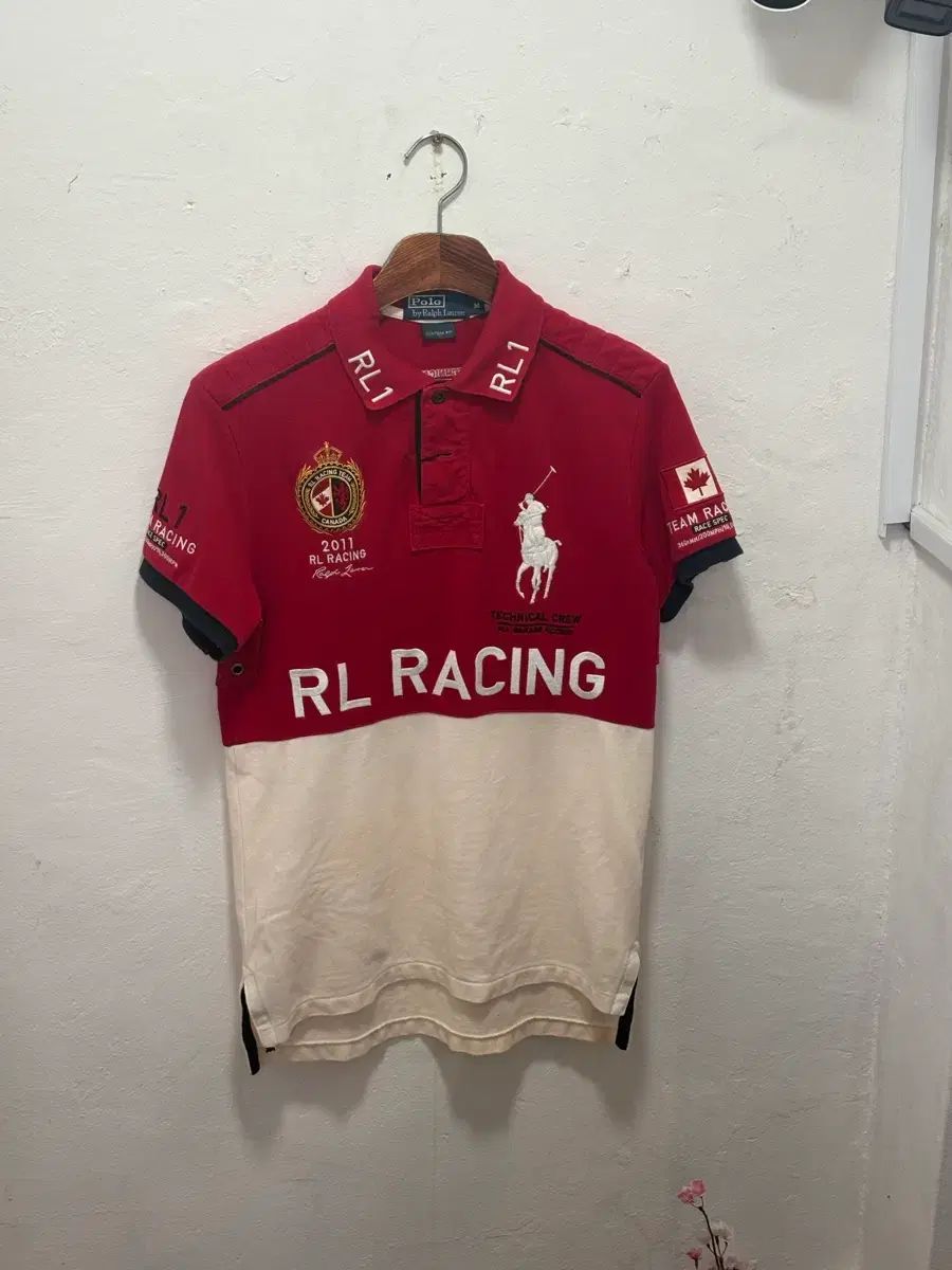 ポロラルフローレン RL レーシング 半袖 カラーTシャツ カナダ レア M