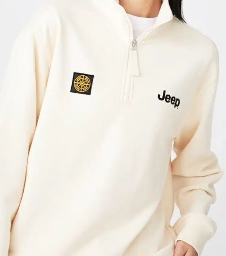 JEEP アイボリー ハーフジップ ジップアップ コンパス スウェットOuter Jeep