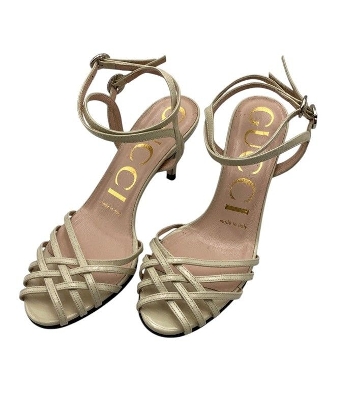 GUCCI グッチ パテントレザー アンクルストラップ サンダル サイズ35 1/2 レディース 中古 D4