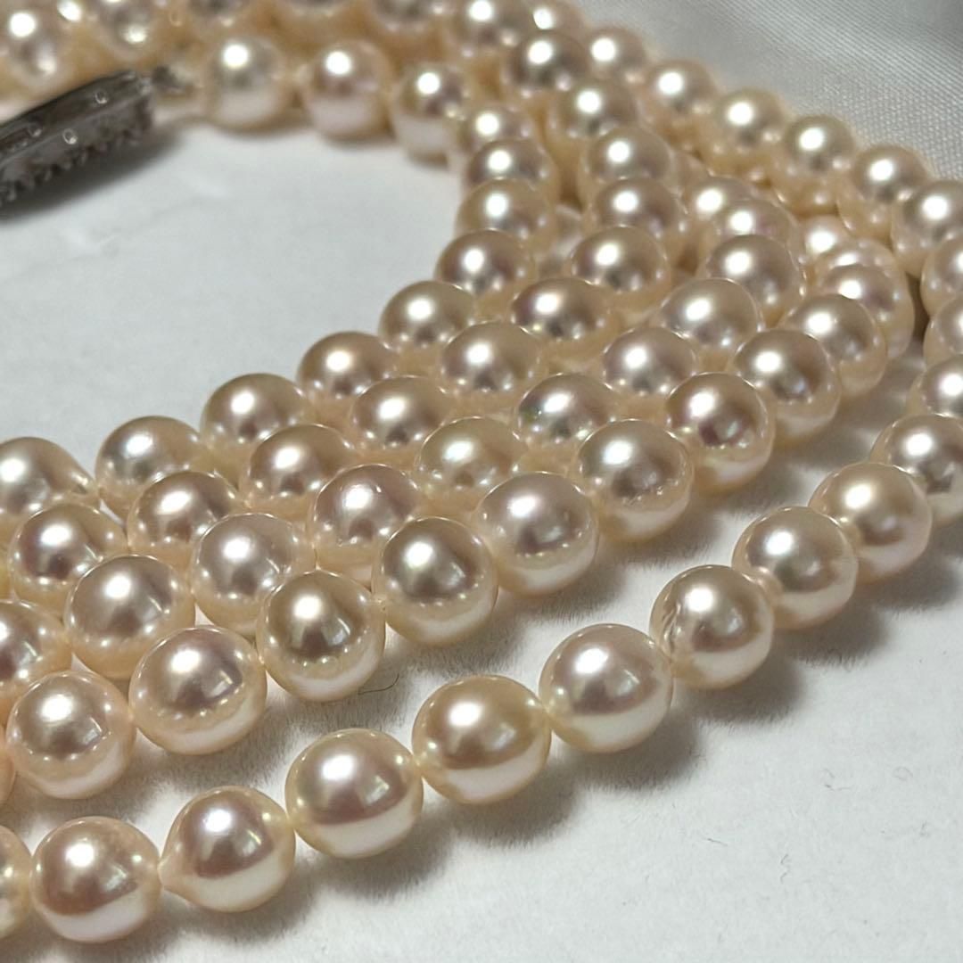 117cm ロングネックレス　アコヤパール　真珠 ピンク系　パール　シルバー金具 117cm ロングネックレス アコヤパール 真珠 ピンク系 パール シルバー金具