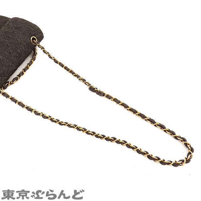 シャネル CHANEL Wチェーンショルダーバッグ ブラック ゴールド金具