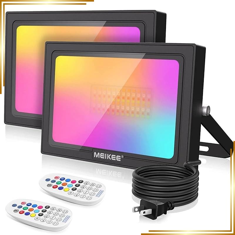 【新品】 MEIKEE 2個セット 60W RGB投光器 3000LM高輝度 IP66防水 リモコンで40種照明モード タイマー・メモリー機能 省エネLED 屋外屋内兼用 バー看板 アクアリウム照明 舞台演出 パーティハロウィンクリスマス対応 100V 50/