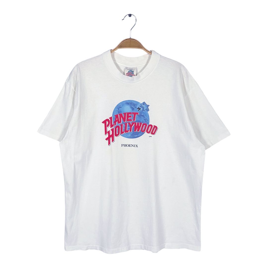 90s プラネットハリウッド USA製 ヴィンテージ Tシャツ 企業系 企業ロゴ ホワイト シングルステッチ PLANET HOLLYWOOD サイズXL BZ0603