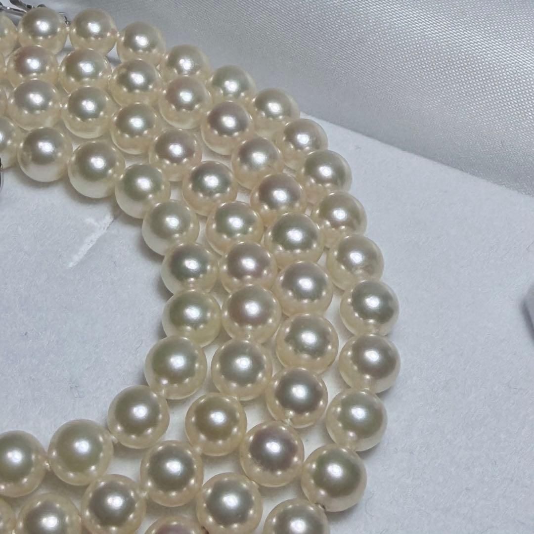 美品 タサキ 田崎真珠 パールネックレス K14WG 6.5mm ロング 14金