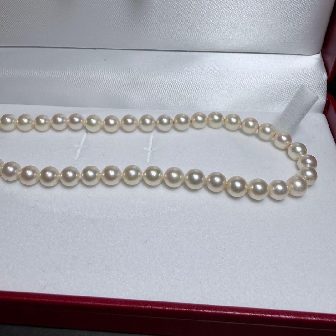 美品 タサキ 田崎真珠 パールネックレス K14WG 6.5mm ロング 14金