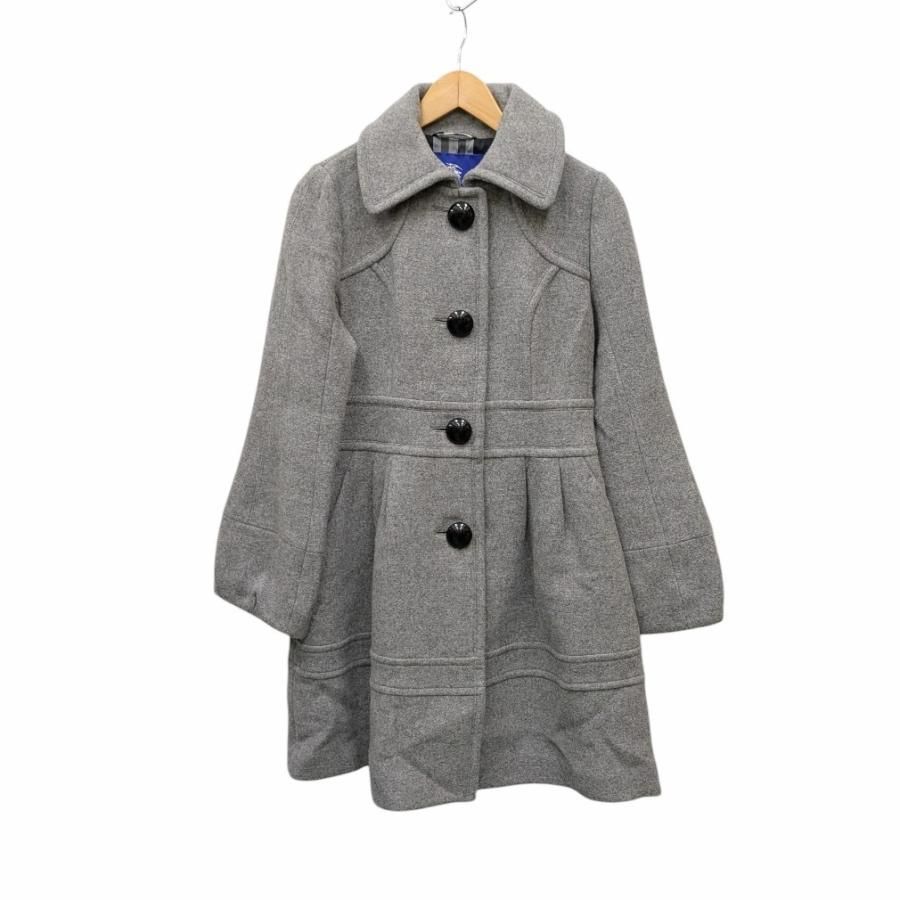 22 BURBERRY BLUE LABEL バーバリーロンドンブルーレーベル アンゴラ混 ロングコート FNF09-866-07 グレー サイズ 40