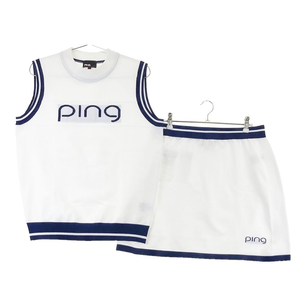 PING ゴルフウェア ベスト スカート セット サイズ：LL PING ピン セットアップ ニットベスト スカート ホワイト系