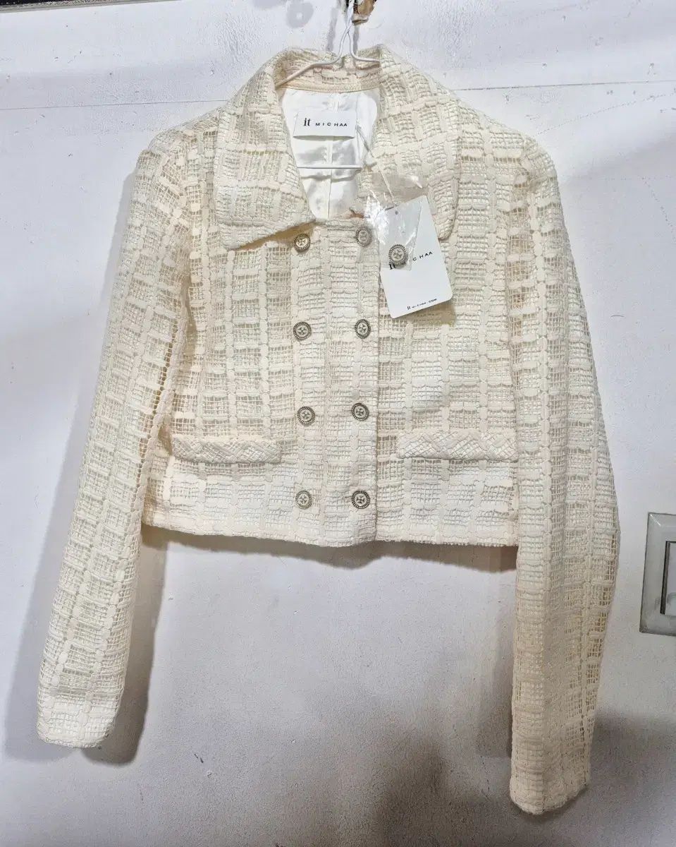 新品)) ミシャ ツイード サマージャケット アイボリー
