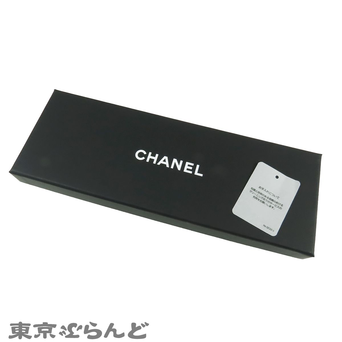 シャネル CHANEL スカーフ ブラックxホワイト シルク ツイリー