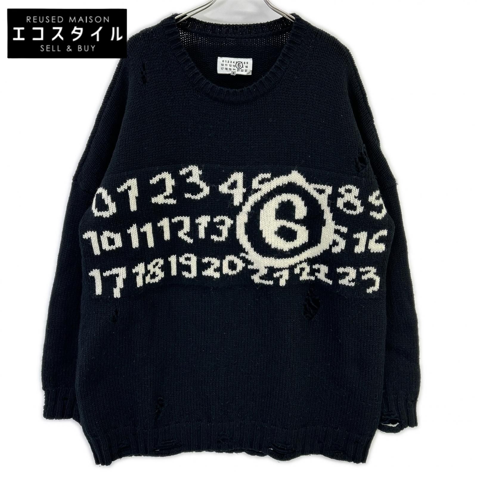 MM6 エムエムシックス ×メゾンマルジェラ SH2HL0015 M13074 クラッシュ加工 ニットセーター S