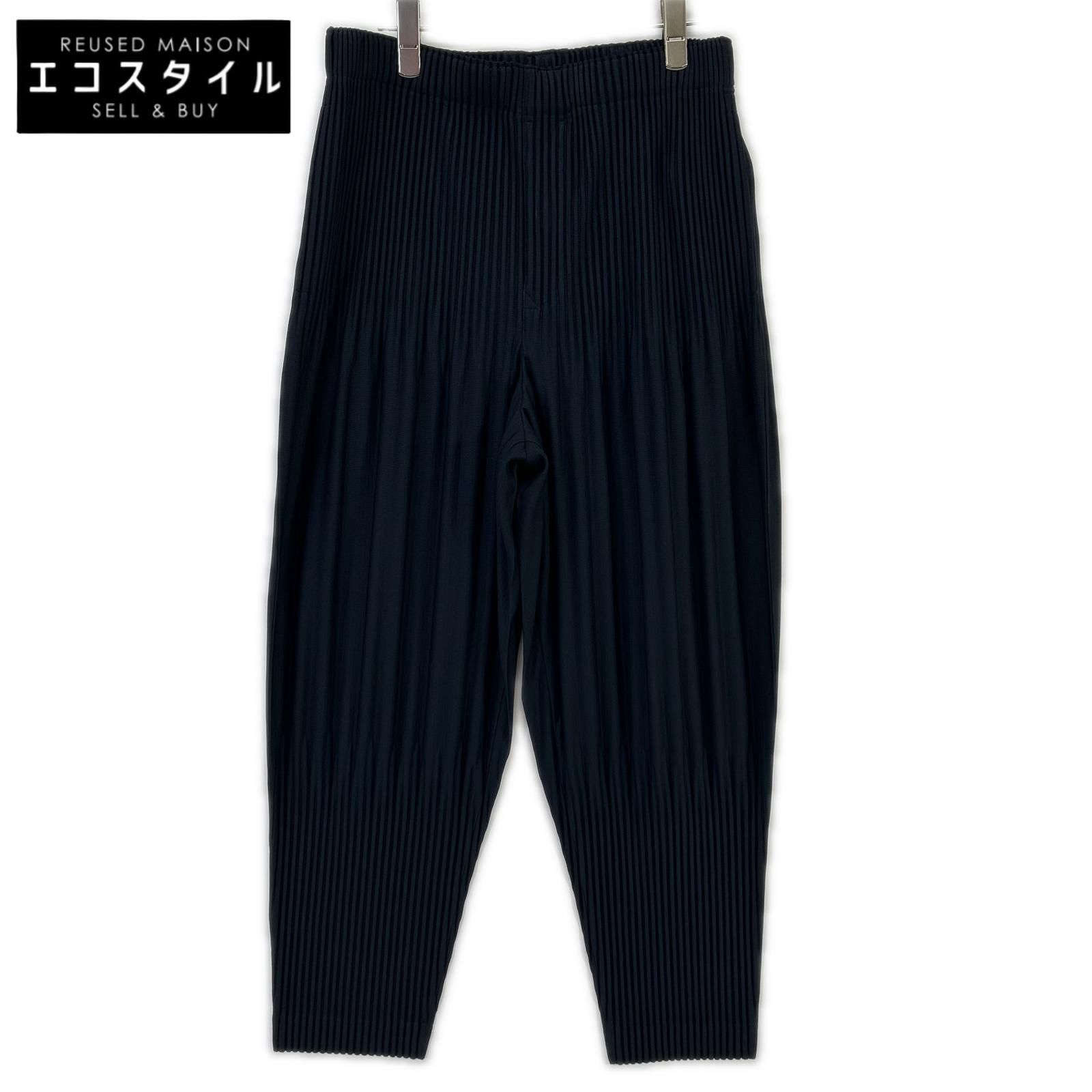 HOMME PLISSE ISSEY MIYAKE　オムプリッセ イッセイミヤケ　25AW HP55-JF551 ネイビー 消しプリーツ加工 BASICS パンツ　2