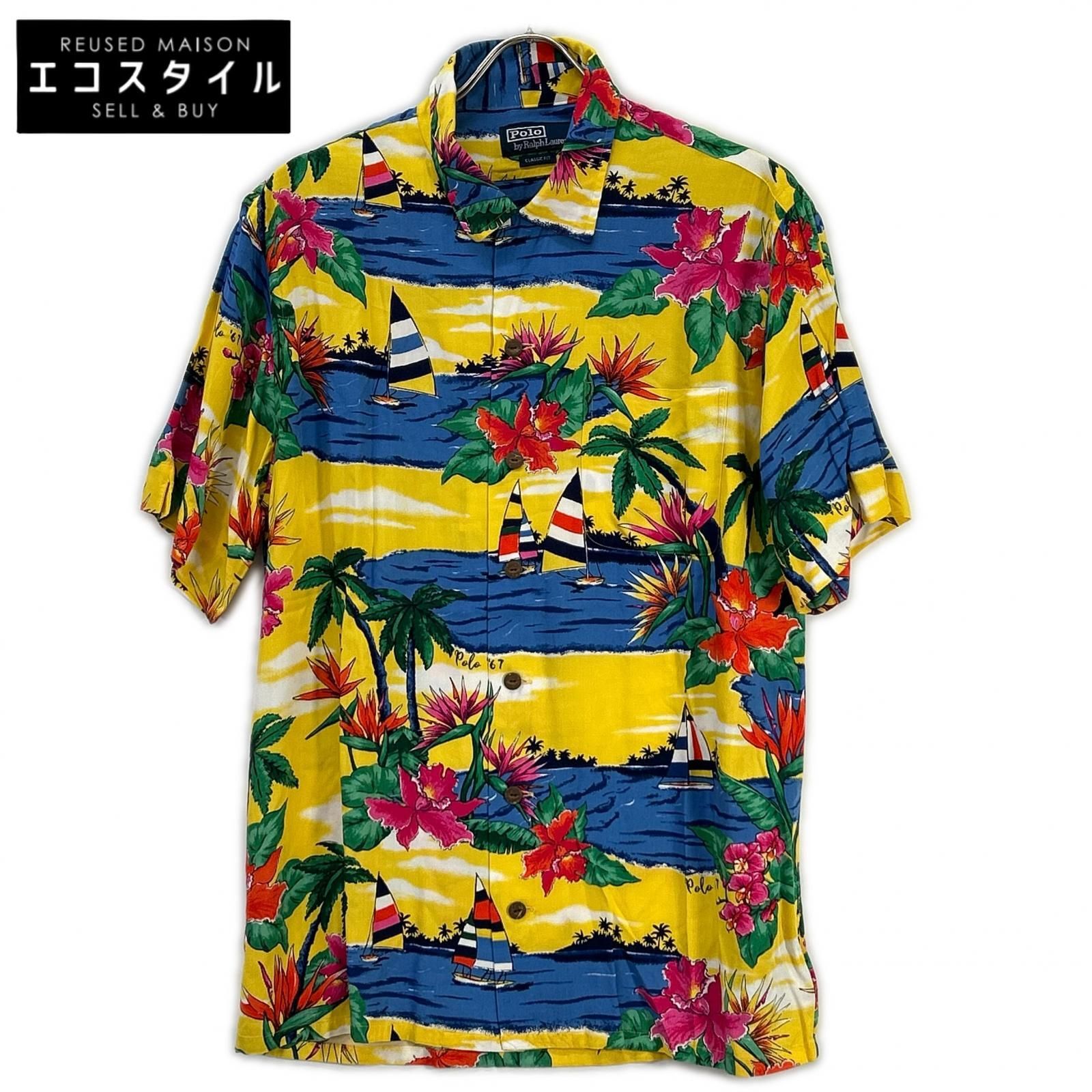 POLO RALPH LAUREN ポロ ラルフローレン イエロー 総柄 アロハシャツ M