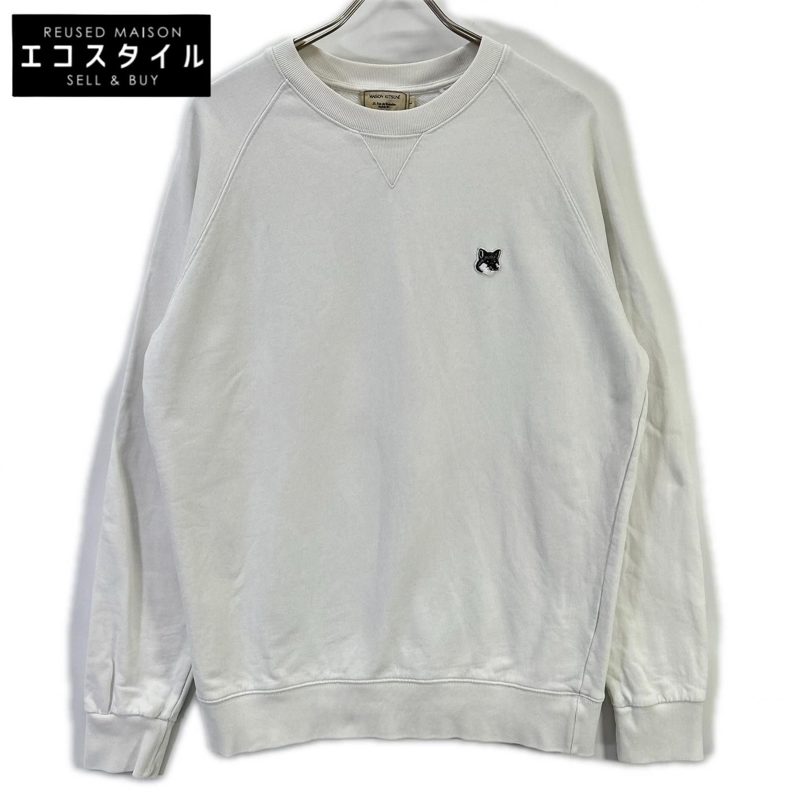 MAISON KITSUNE　メゾンキツネ　GM00333KM0002 ホワイト キツネ刺繍 スウェットシャツ　L