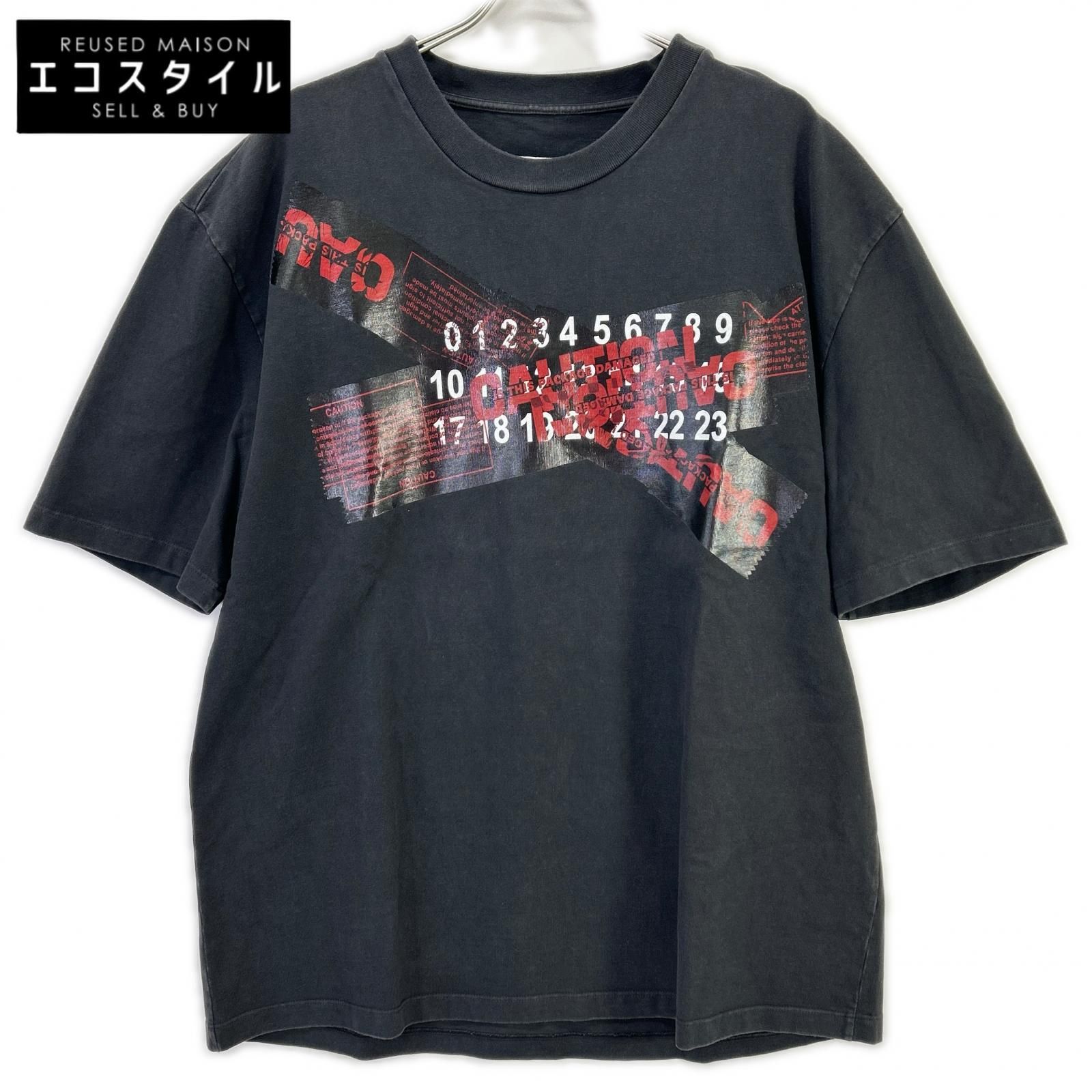 Maison margiela メゾンマルジェラ ブラック S50GC0568 19AW Caution Tシャツ 44