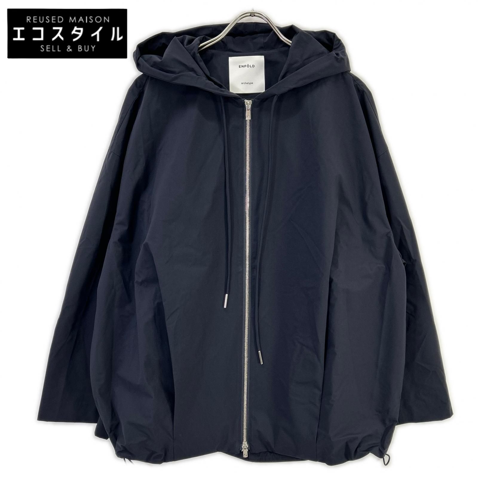 ENFOLD　エンフォルド　【archetype】26SS 300JS130-0731 ネイビー ナイロン ジップアップ HOODED BLOUSON　38