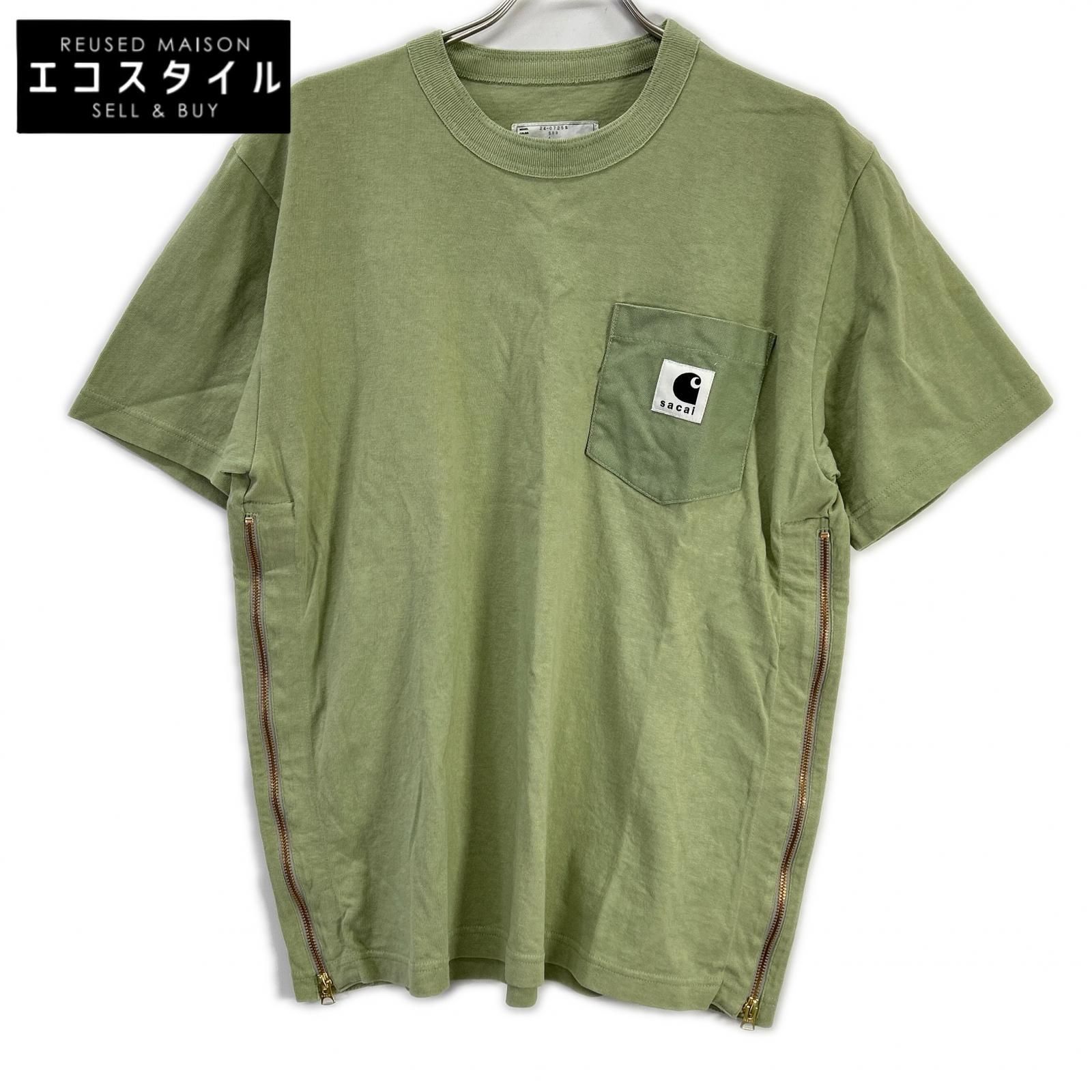 sacai サカイ 【×カーハート】24-0725S グリーン サイドジップポケットTシャツ 4