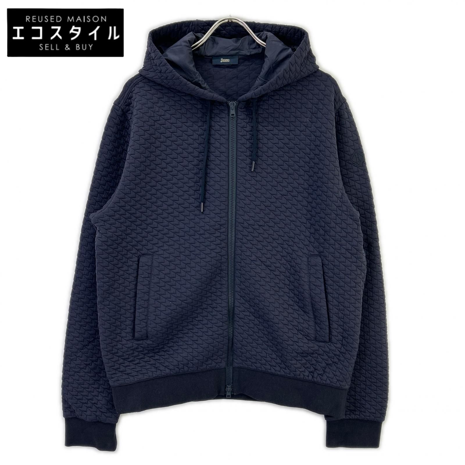 HERNO　ヘルノ　JC000046U-52087-9200 ネイビー ジャガード織 FELPA ZIP DETTAGLIO PATCH　50