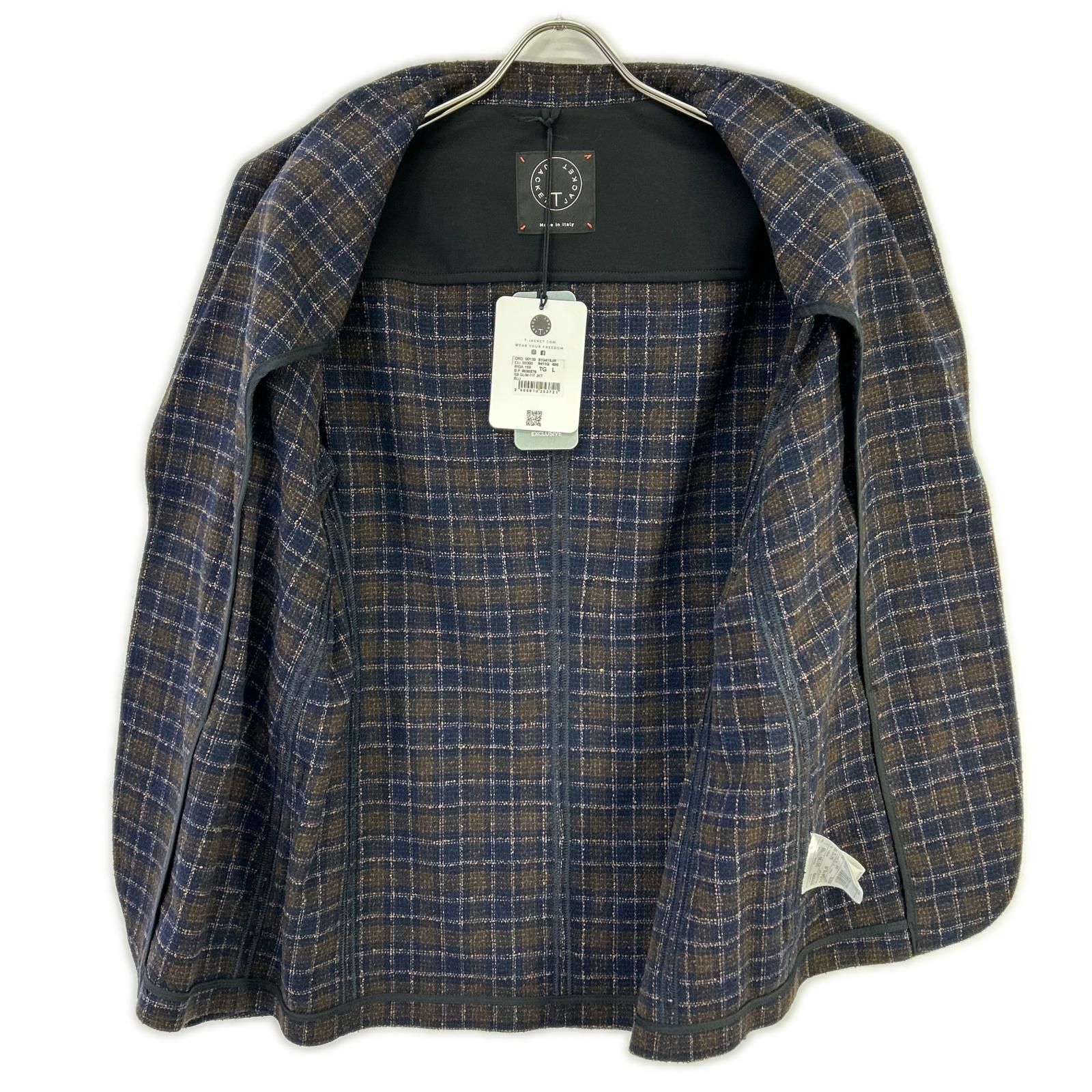 T-JACKET ティージャケット ブラウン Bottoli社製 チェック柄 リネン 