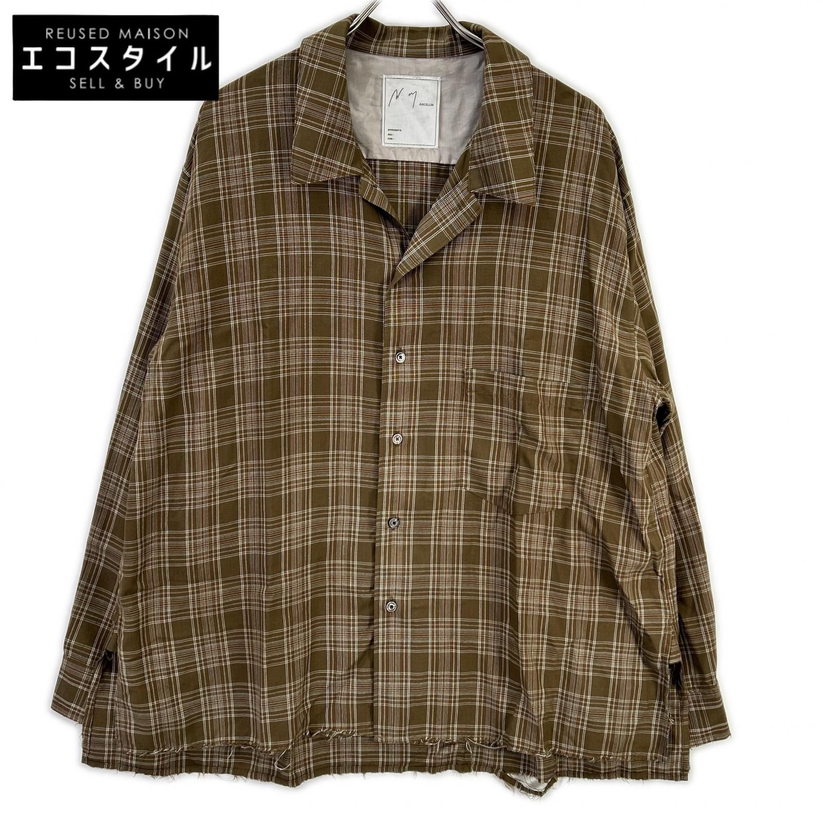 ANCELLM　アンセルム　ANC-SH80 ブラウン AGING RAYON CHECK SHIRT　1
