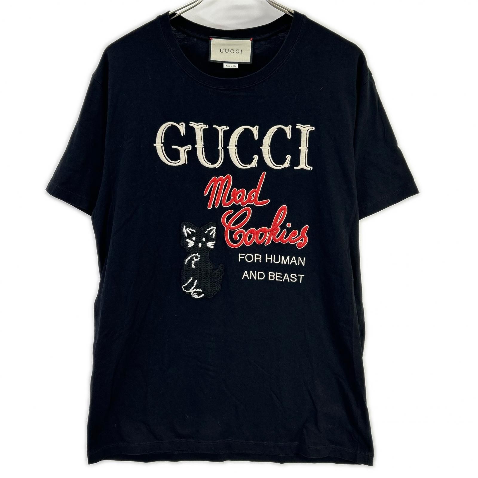 GUCCI グッチ 615044 ブラック Mad Cookies 猫 刺繍 Tシャツ L - メルカリ