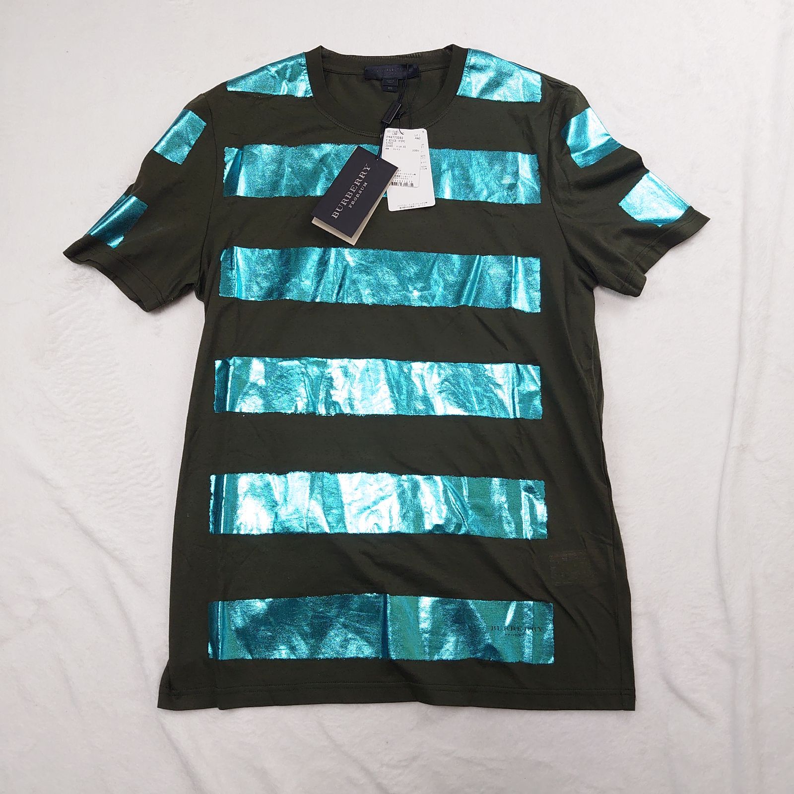 限定モデル バーバリー プローサム Tシャツ シャツカットソー ショートスリーブ ボーダー メタリック メンズ XS