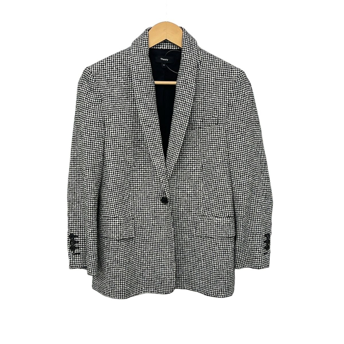 theory(セオリー) ジャケット サイズ00 XS レディース美品 - 黒×白 長袖/千鳥格子柄/春