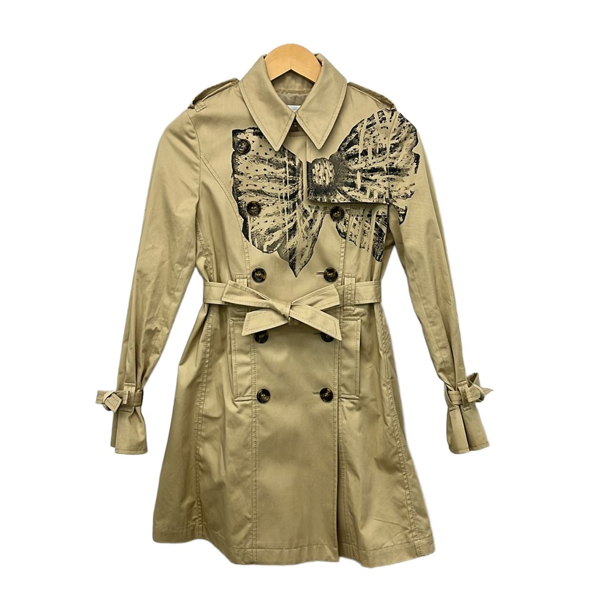 RED VALENTINO(レッドバレンチノ) トレンチコート サイズ38 M レディース美品 - ベージュ×黒 長袖/春