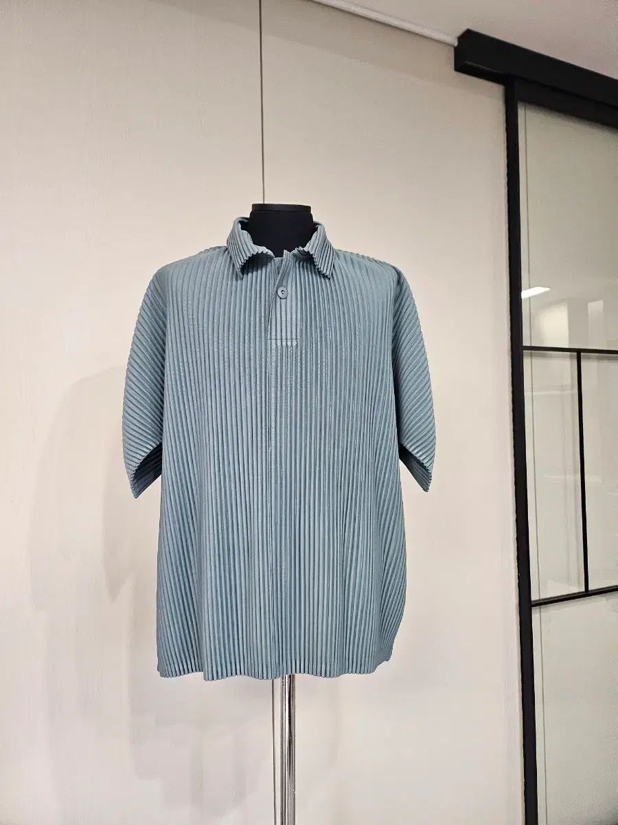 プリーツ ポロ 半袖 Tシャツ ミント 在庫1