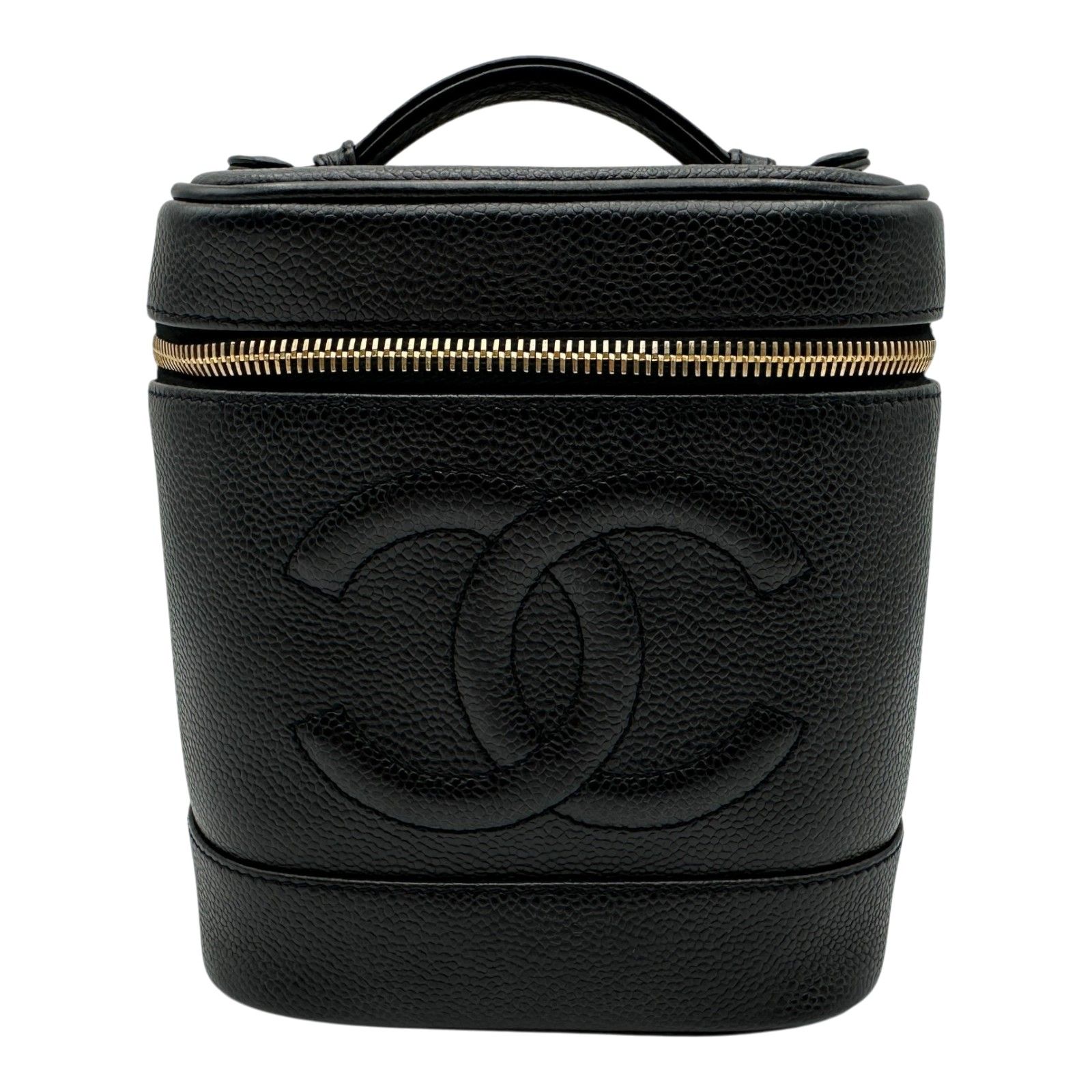 シャネル CHANEL ココマーク バニティケース A01998 6番台 ブラック ゴールド金具 キャビアスキン レディース ハンドバッグ