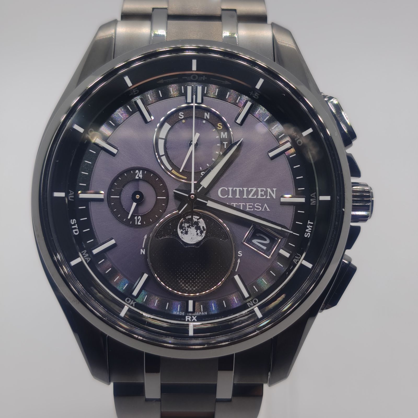 美品 CITIZEN◆ソーラー腕時計/アナログ/チタン/ブラック/BLK/H874-005HK02 エコ・ドライブ