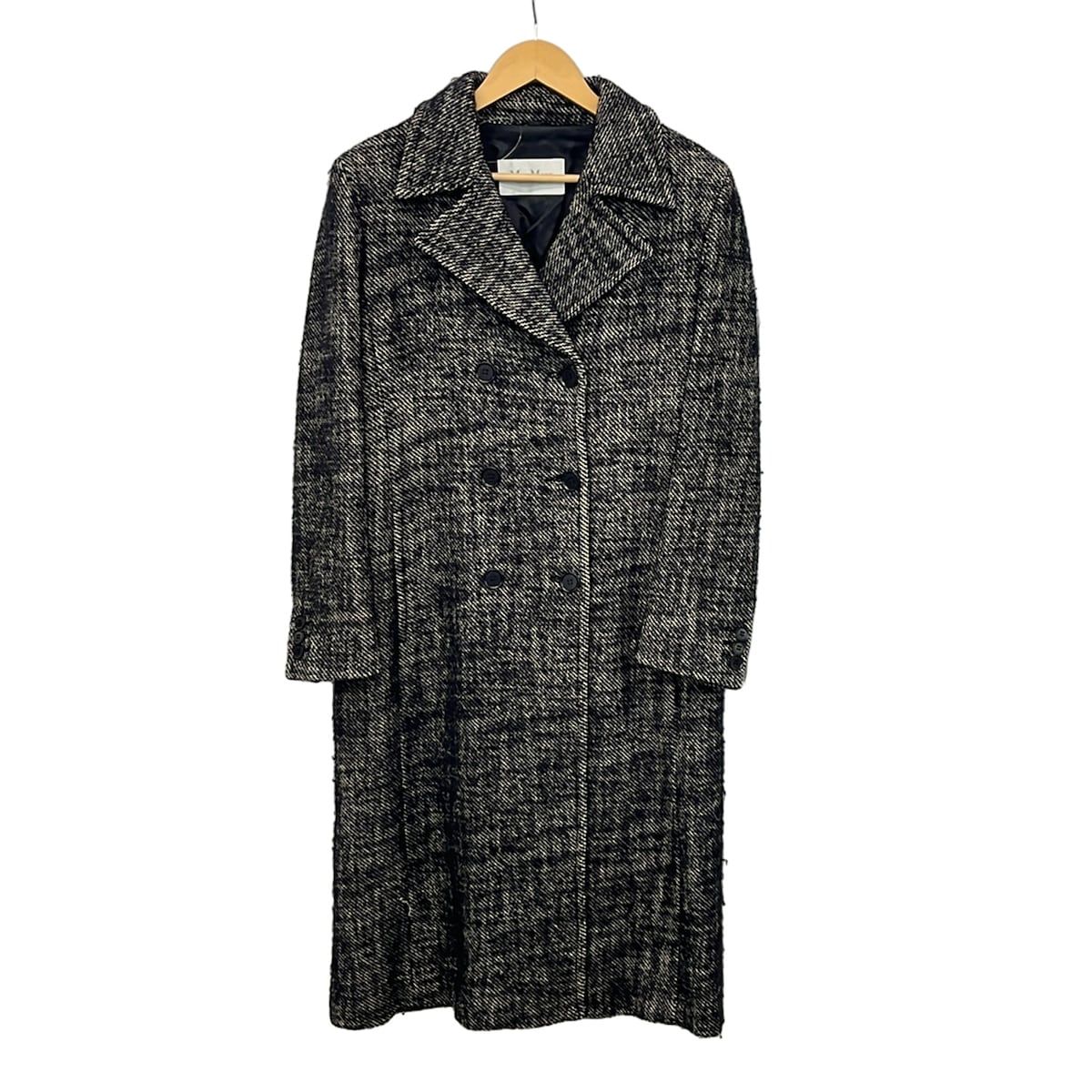 Max Mara(マックスマーラ) コート サイズ44 L レディース美品 - 黒×アイボリー 長袖/ダブル/ロング丈/秋/冬