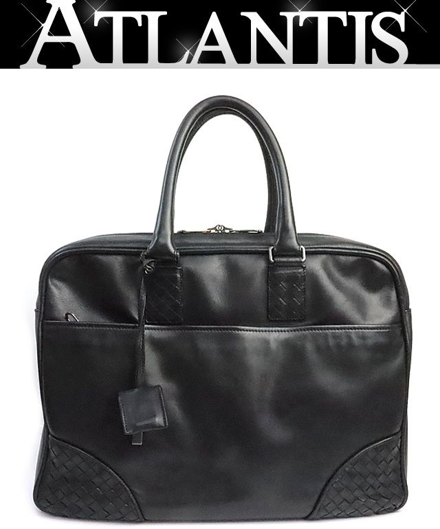 【広尾店】 ボッテガ ヴェネタ BOTTEGA VENETA イントレチャート ハンドバッグ ビジネスバッグ レザー ブラック 155168 V4641 1000 【19304】