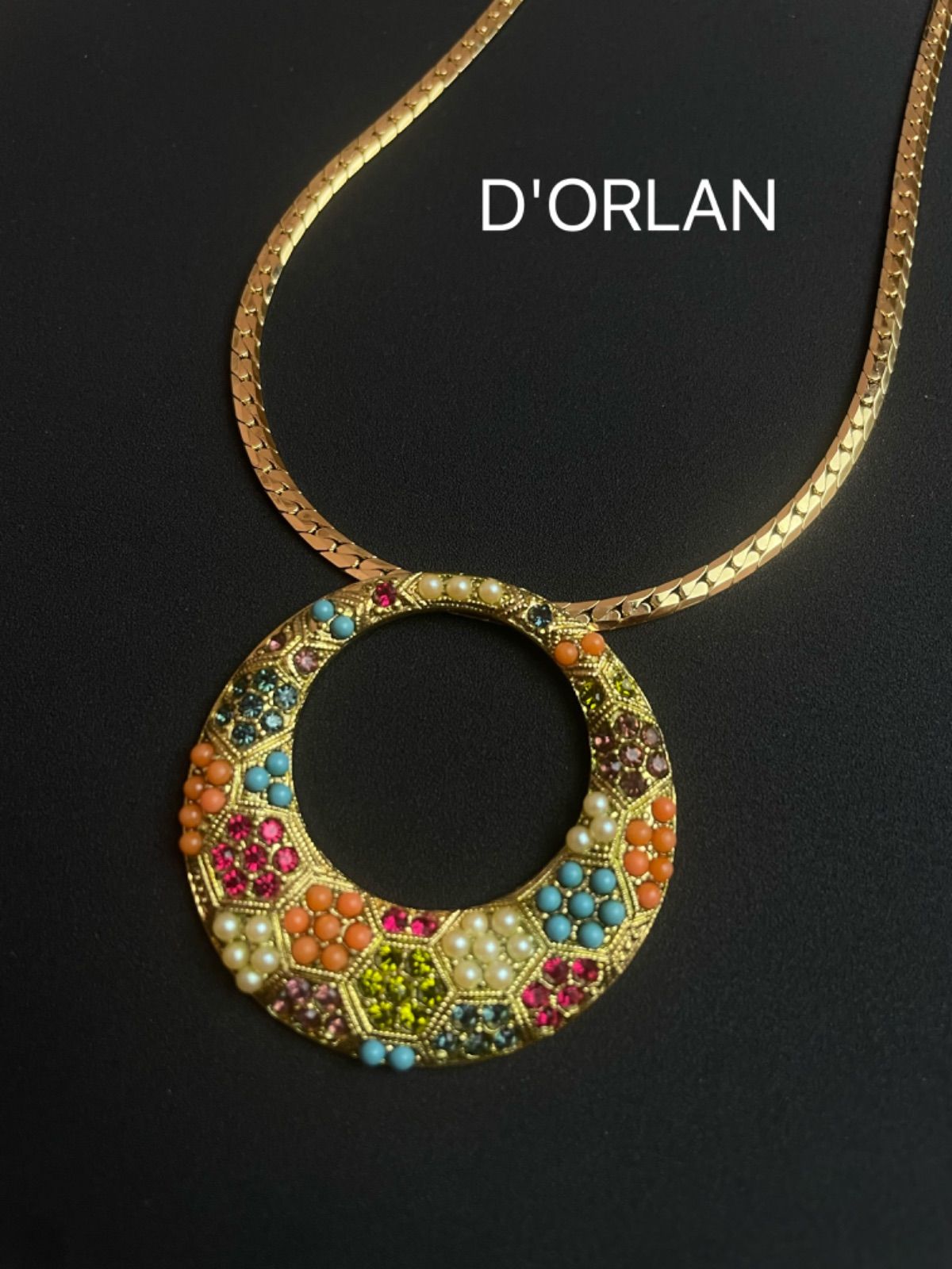 D'ORLAN ドーラン ヴィンテージ ネックレス マルチカラー ゴールド