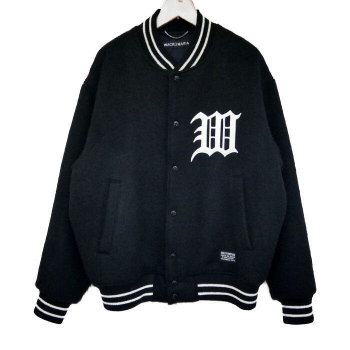 WACKO MARIA ワコマリア 国内正規 25AW WOOL MOHAIR VARSITY JACKET モヘア混 ウールバーシティジャケット スタジャン ロゴパッチ 25FW-WMO-BL15 定価97900円 BLACK ブラック 黒 L