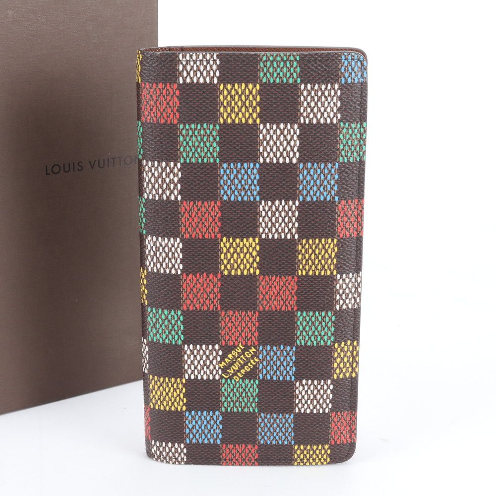 極美品 ルイヴィトン 2025SS RFID付 ダミエ ポルトフォイユ ブラザ LV バース N00141 レザー 長財布 メンズ RWE DY5-8【中古】