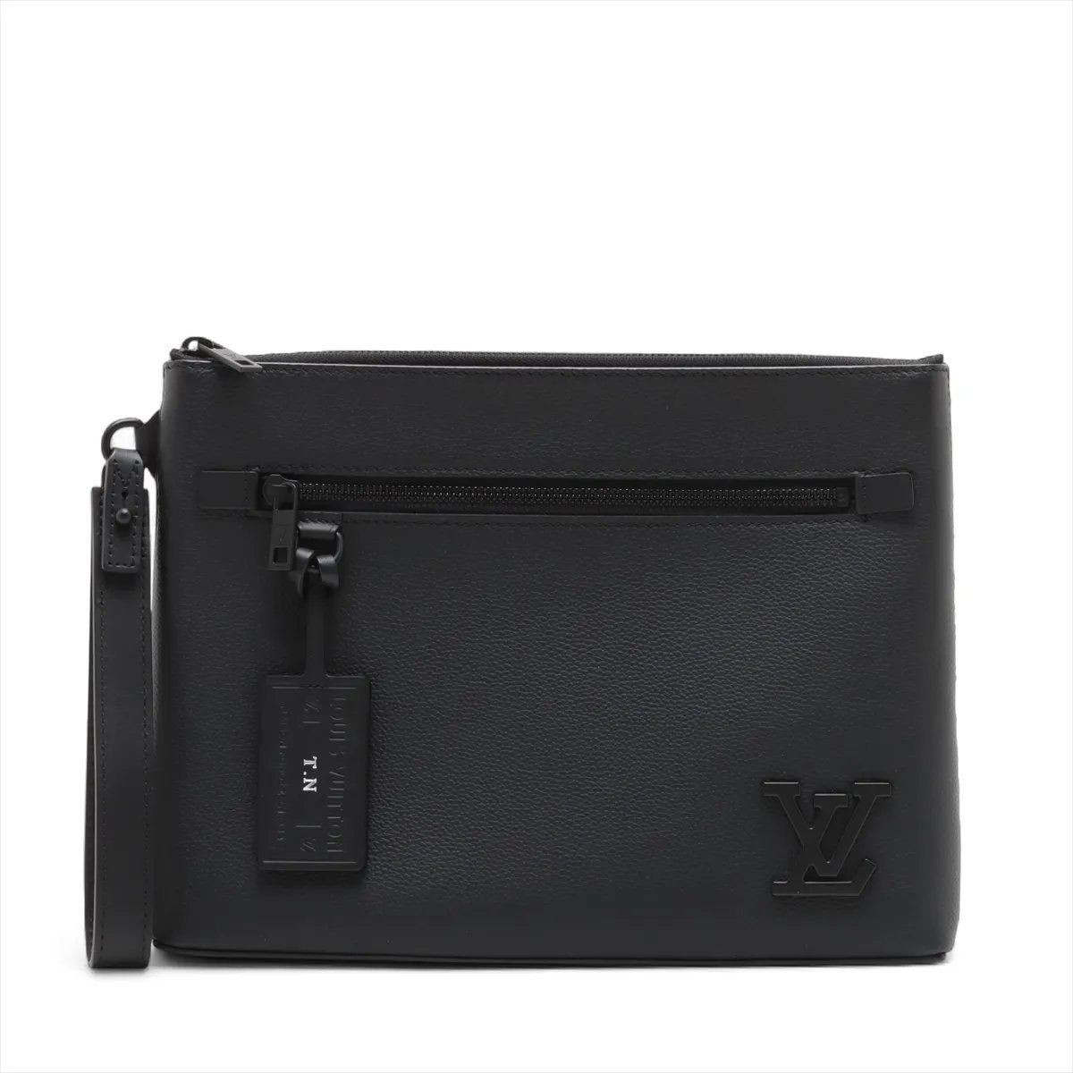 極美品 ルイヴィトン RFID付 LVアエログラム テイクオフ ポーチ M69837 レザー セカンドバッグ クラッチ メンズ MMM DY50-6【中古】