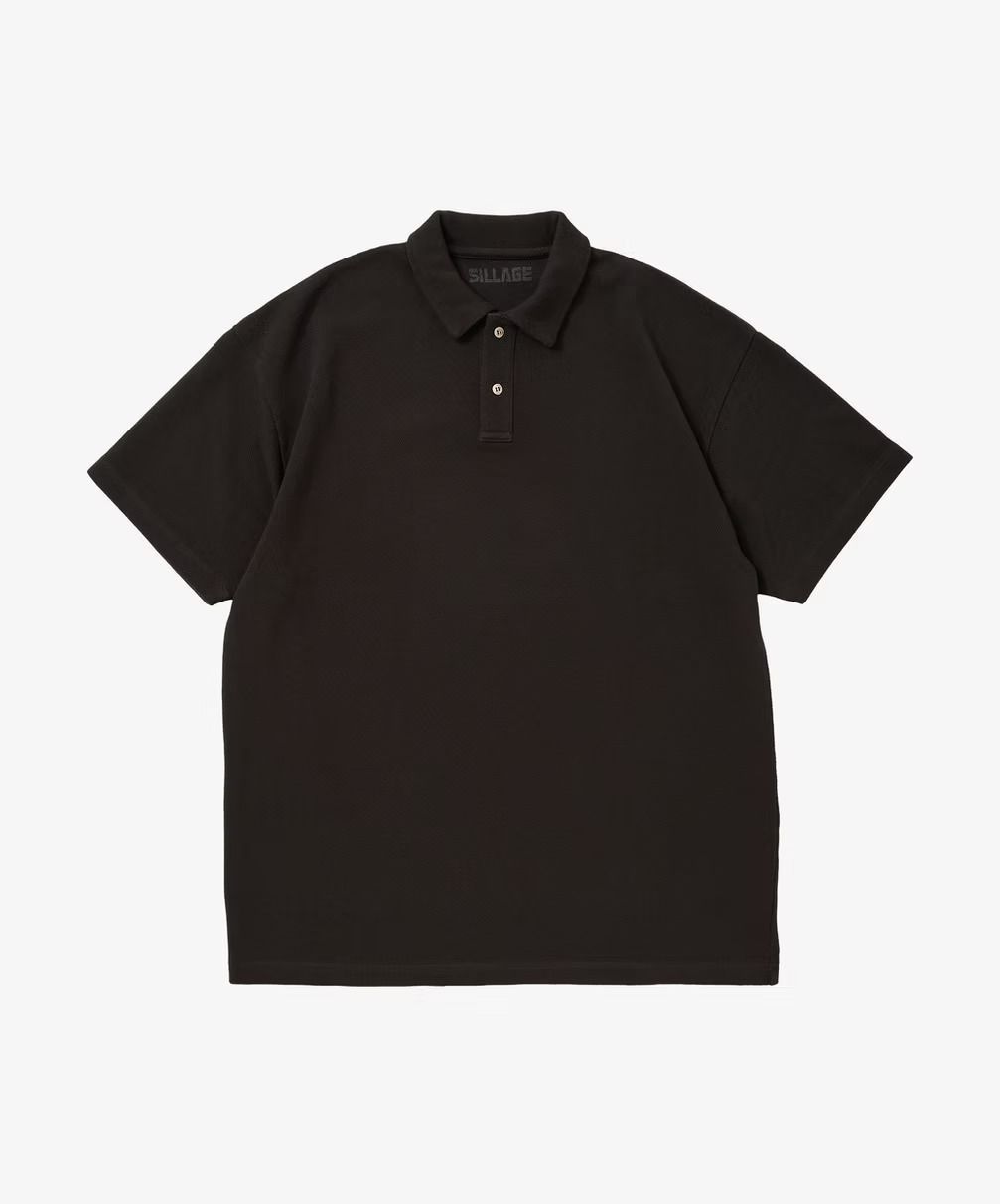 Sillage シアージ twisted pique polo black ポロシャツ 強撚鹿の子 ヘビーウェイト