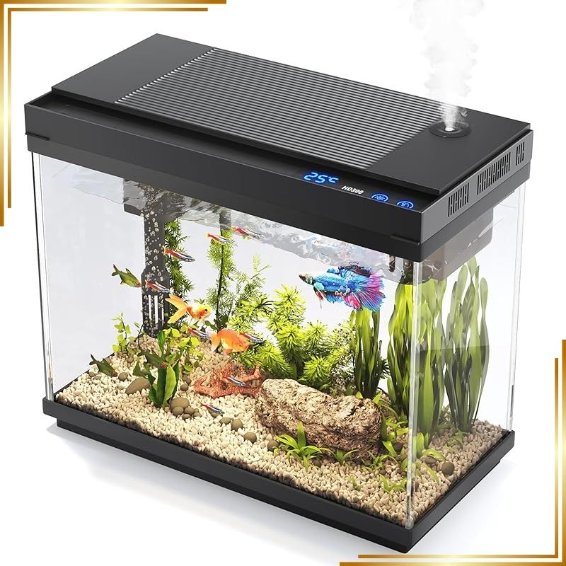【新品】 Vehipa 水槽 9リットル 水槽 魚飼育槽スターターキット スマート加湿器付き 温度表示 7色照明 3イン1 静音ポンプ ろ過&酸素供給&循環