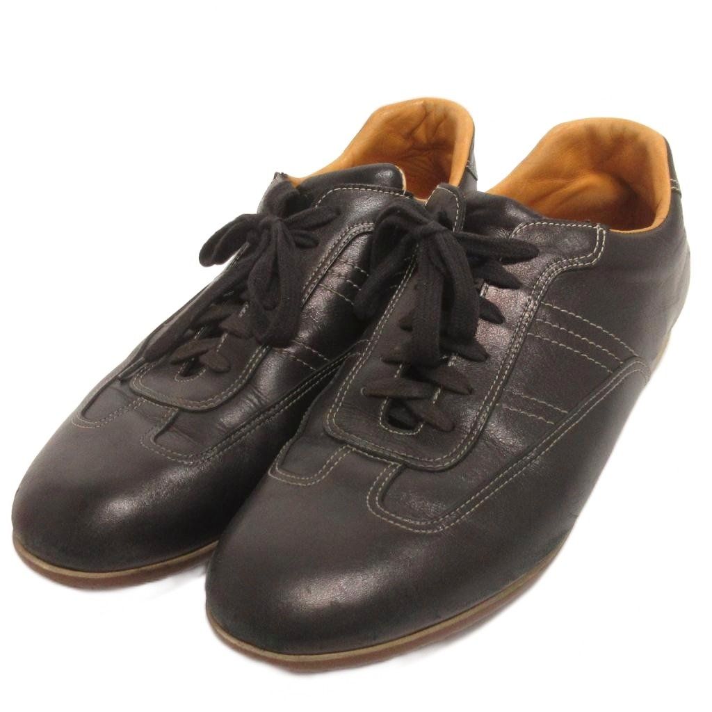 サントーニ SANTONI スニーカー ローカット レザー 黒 ブラック 8 26.0