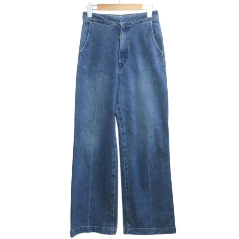 セルフォード CELFORD 24AW ストレートデニムパンツ ジーンズ ハイウエスト ラインストーンリベット38 M相当 青 ブルー CWFP244084 /X