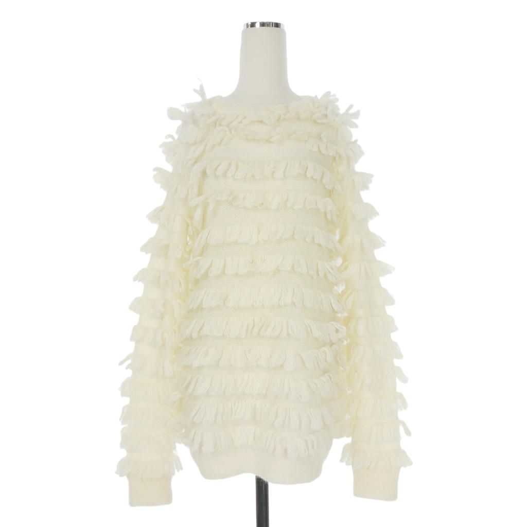 メゾンオルガ Maison Olga モヘヤ フリンジ ニット セーター 長袖 1 オフホワイト 白