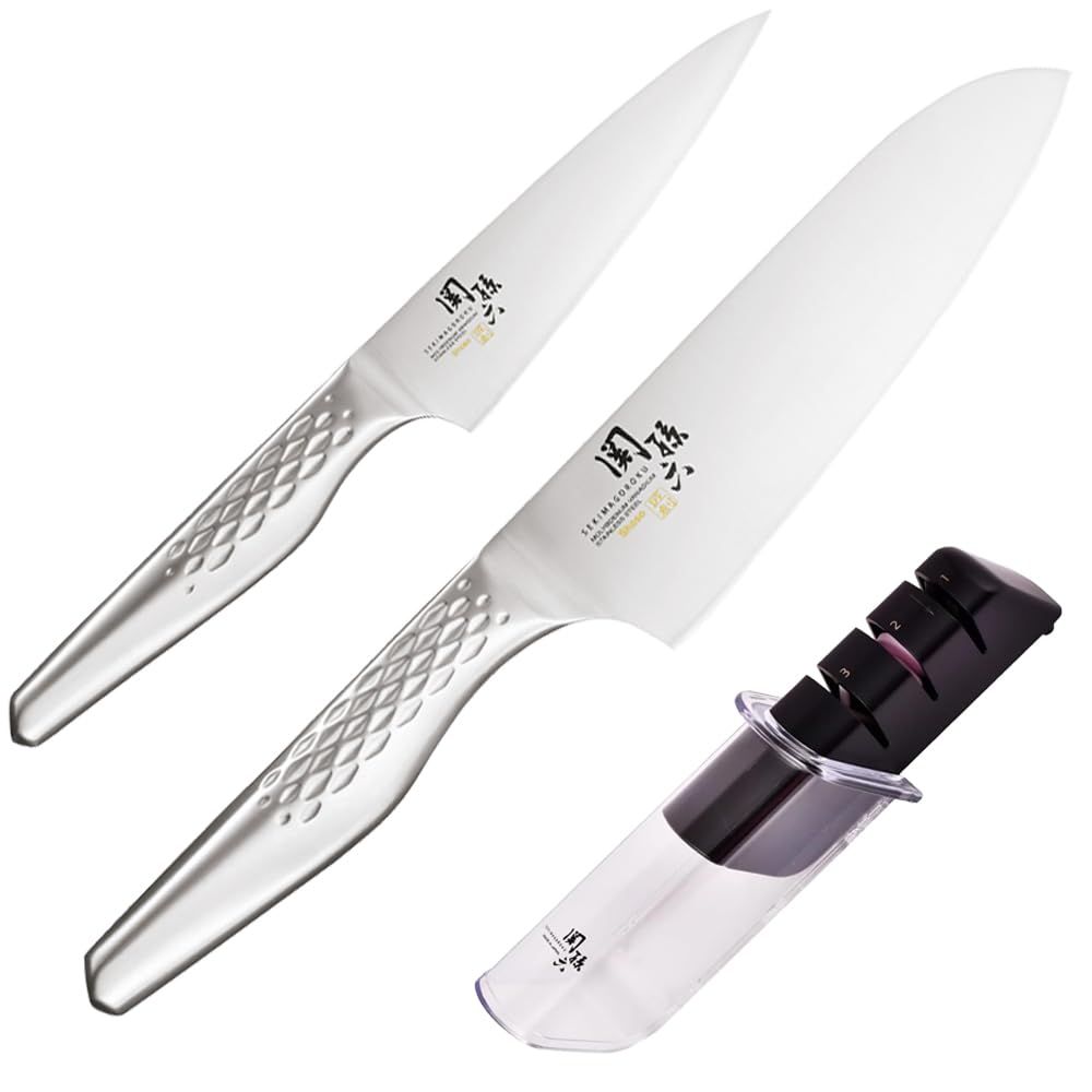 ☆新品☆リコメン堂 貝印 関孫六 匠創 包丁3点セット 三徳包丁 ペティナイフ 純正シャープナー 日本製 KAI 食洗機対応 オールステンレス 包丁セット 砥ぎ器 砥石 ナイフ 関の刃物 三徳3点セット