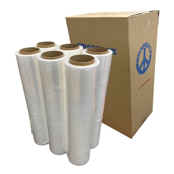☆新品☆ストレッチフィルム 500mm×300m 15μ 相当品 厚み 12μ 強化フィルム ラップ 幅500mm 長さ300ｍ 1ケース 6巻 紙管3インチ 梱包 包装 養生 荷役【ST12-1】 (6)