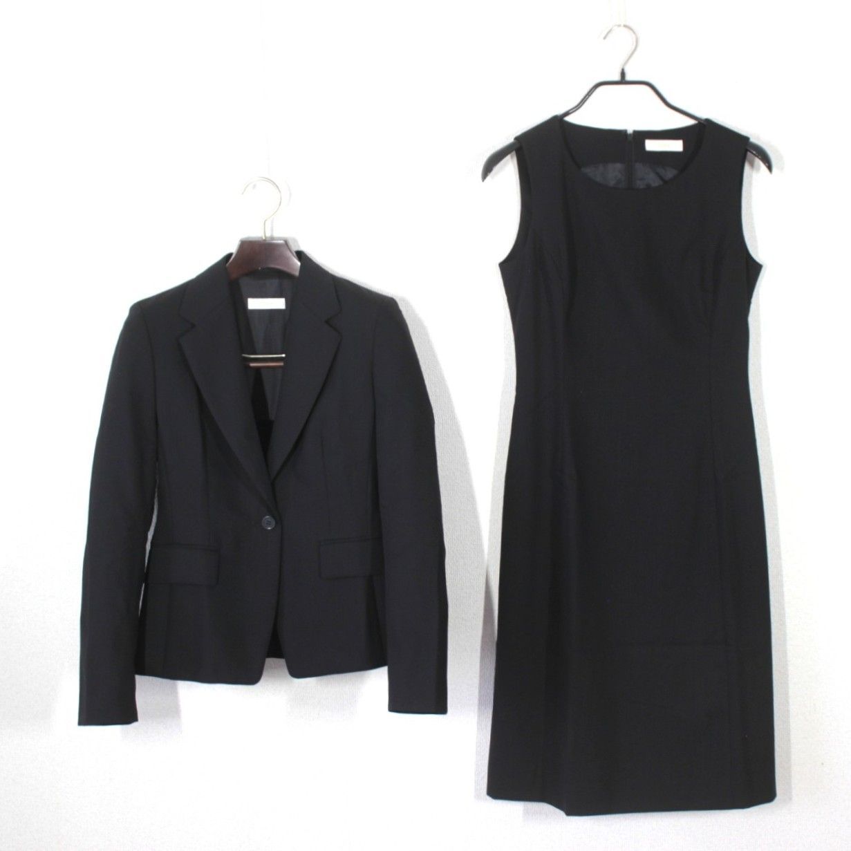 【極美品】Perfect Suit Factory / P.S.FA ブラックフォーマル ワンピーススーツ 7/9 黒 ウール パーフェクトスーツファクトリー