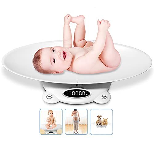 ベビースケール 赤ちゃんの電子体重計 新生児用 大人と子供兼用 最大荷重120kg 風袋引き機能 単位変換 電池付き 受け皿付き ワンタッチゼロ 表示固定 高精度 0-20kg d=5g、20-120kg d=20g 軽量薄型 凹面デザイン 49a7e497