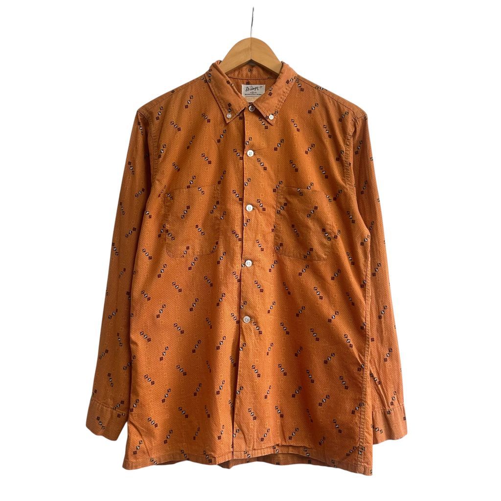 vintage 50s~ Wings コットンシャツ ボタンダウンシャツ ペイズリー柄 オレンジ SIZE M 15 1/2 NO.T650