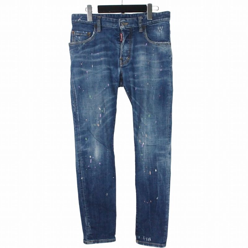 ディースクエアード DSQUARED2 デニム スケータージーンズ SUPER TWINKY デニムパンツ スプラッシュペイント 24SS 44 ブルー S71LB1411